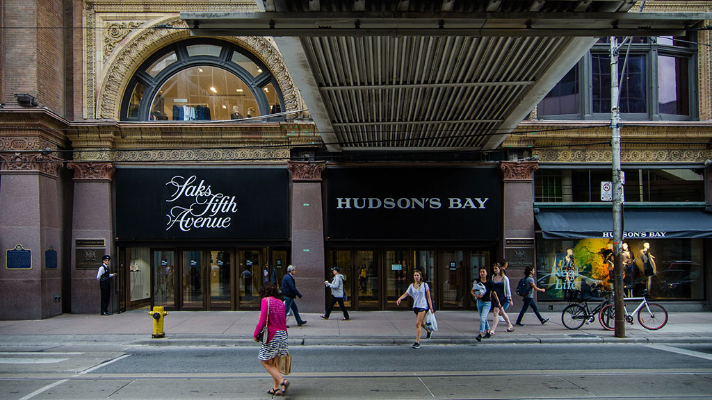 People walking on the sidewalk.