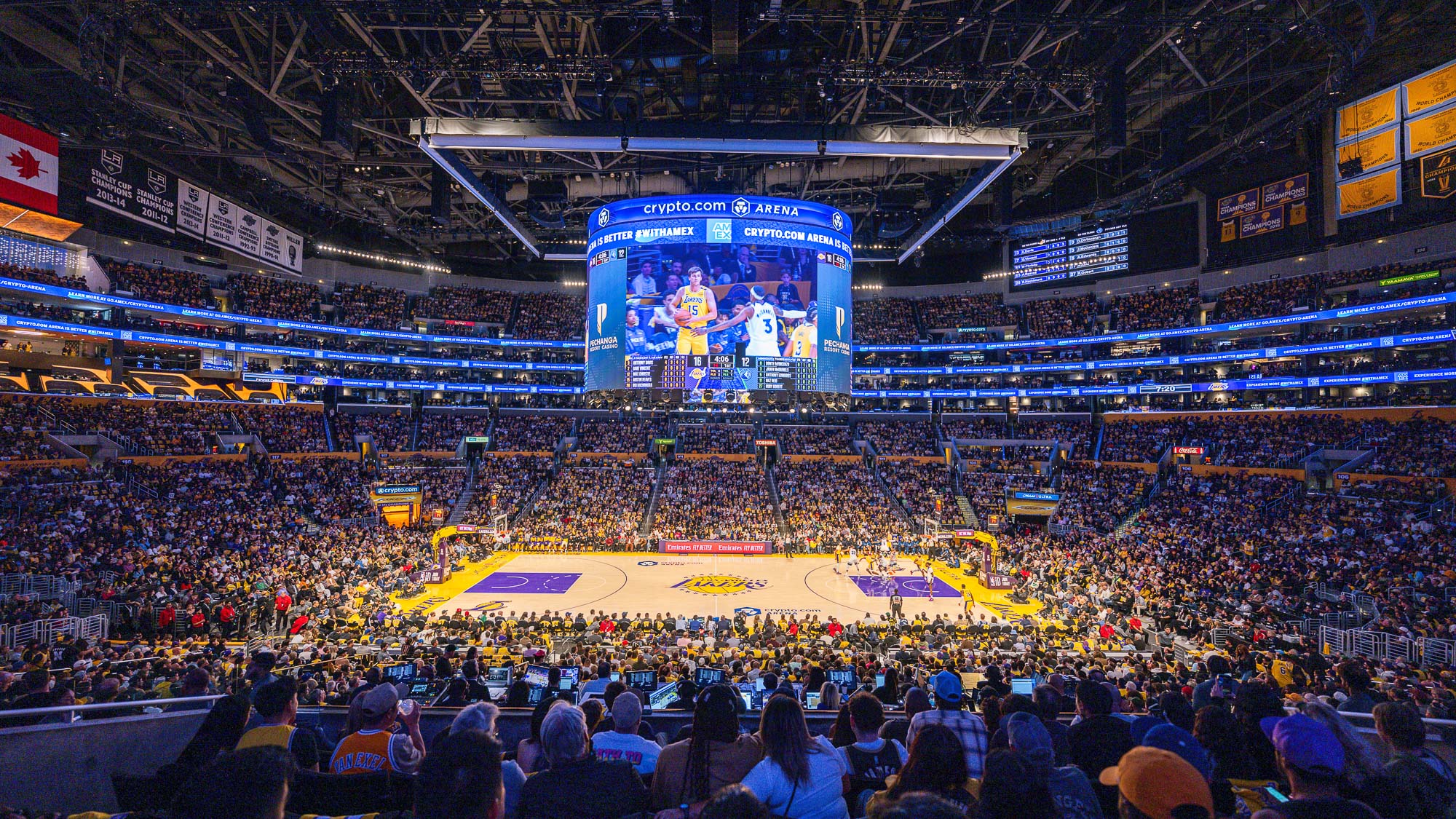 A stadium filled with people.