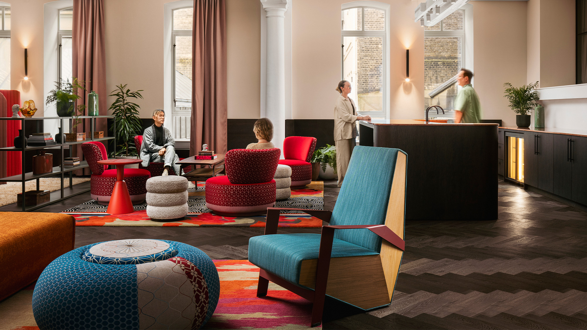 A few people in a room.