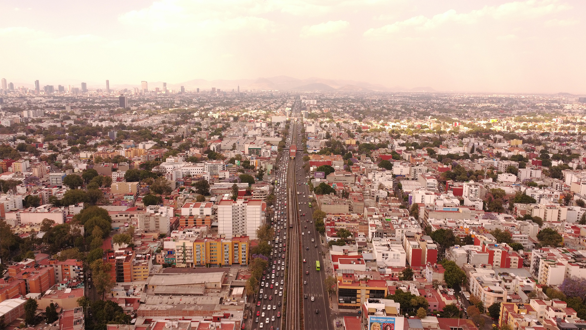 A city with many buildings.