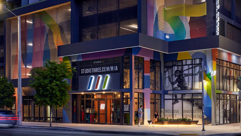 A building with a sign on the front.