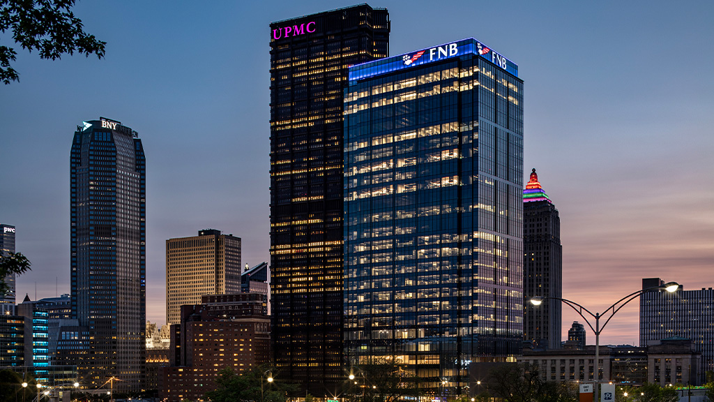 A group of tall buildings.