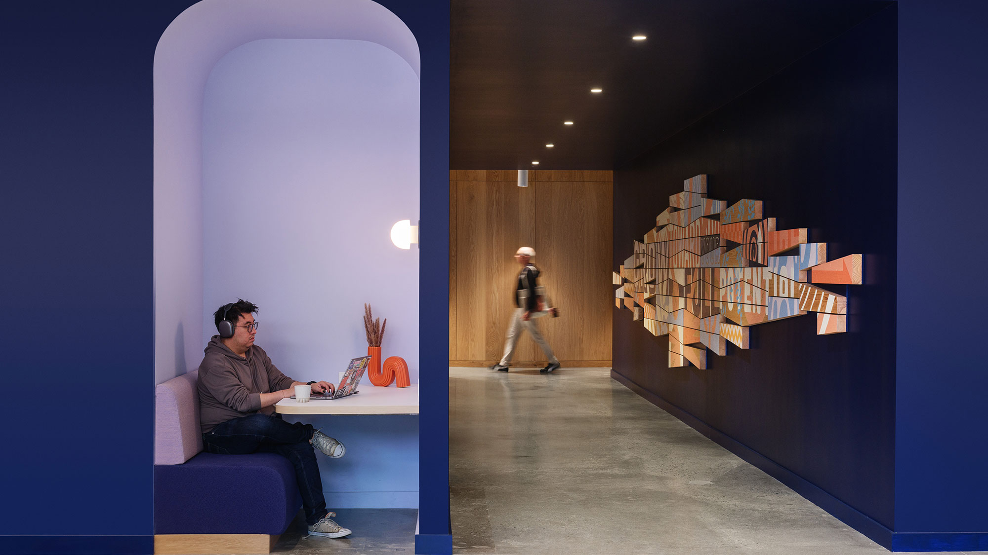 A person sitting on a couch.