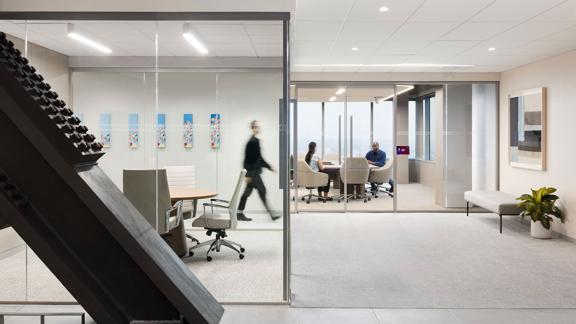 A group of people in an office.