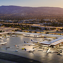 An airport with many planes.