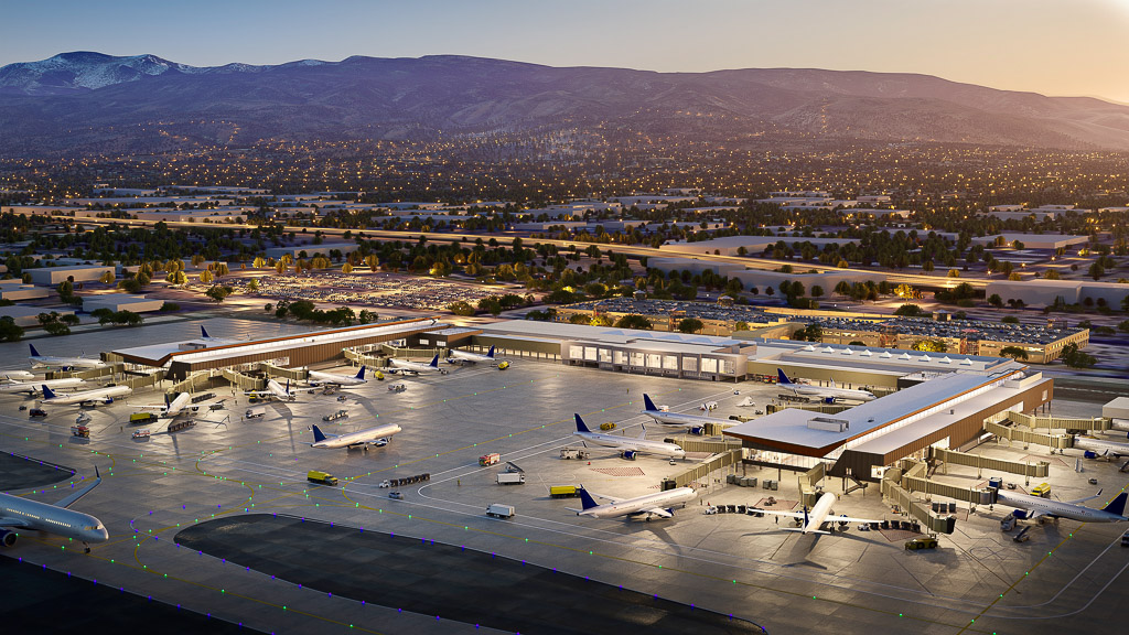 An airport with many planes.