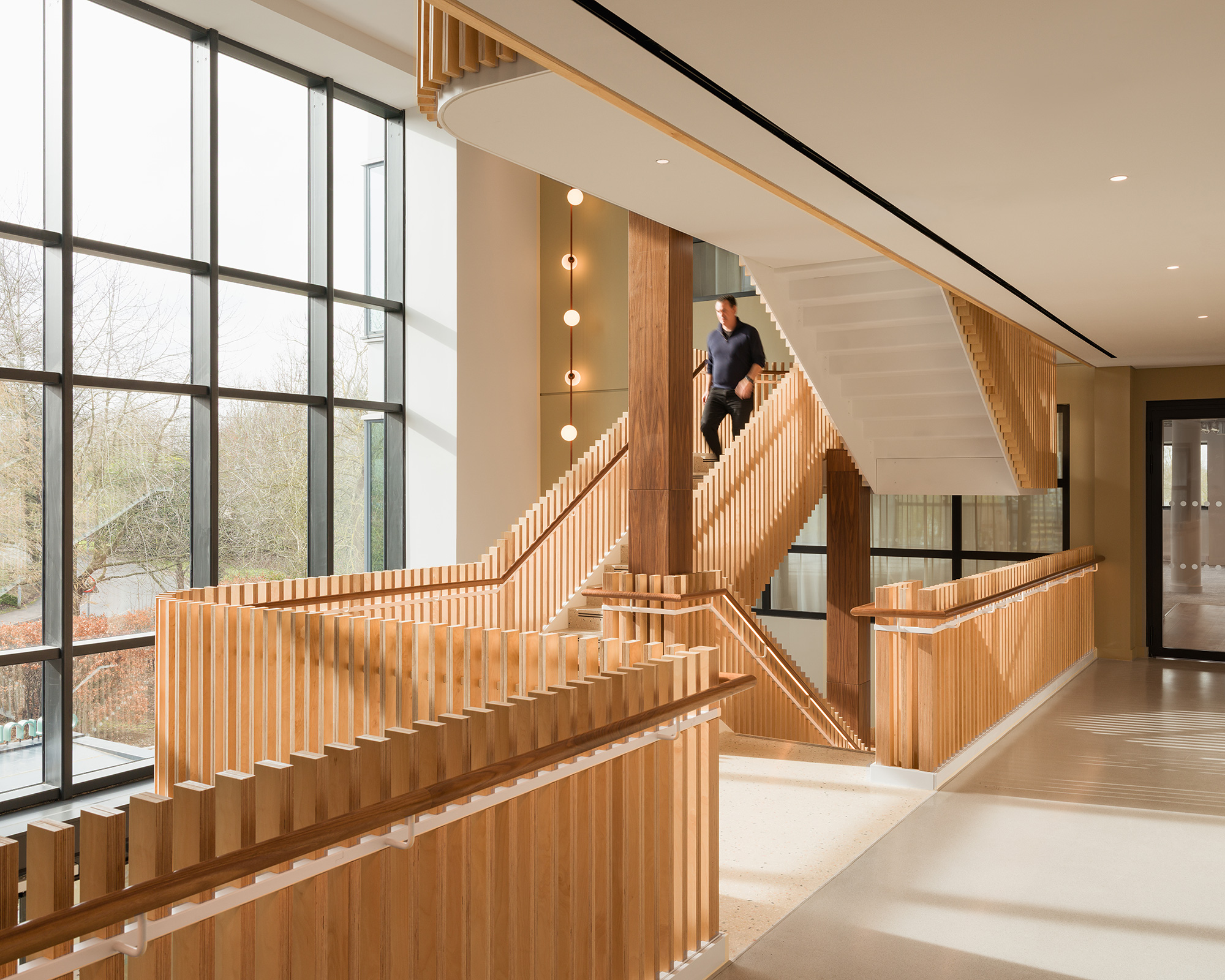 A person standing on the stairs.