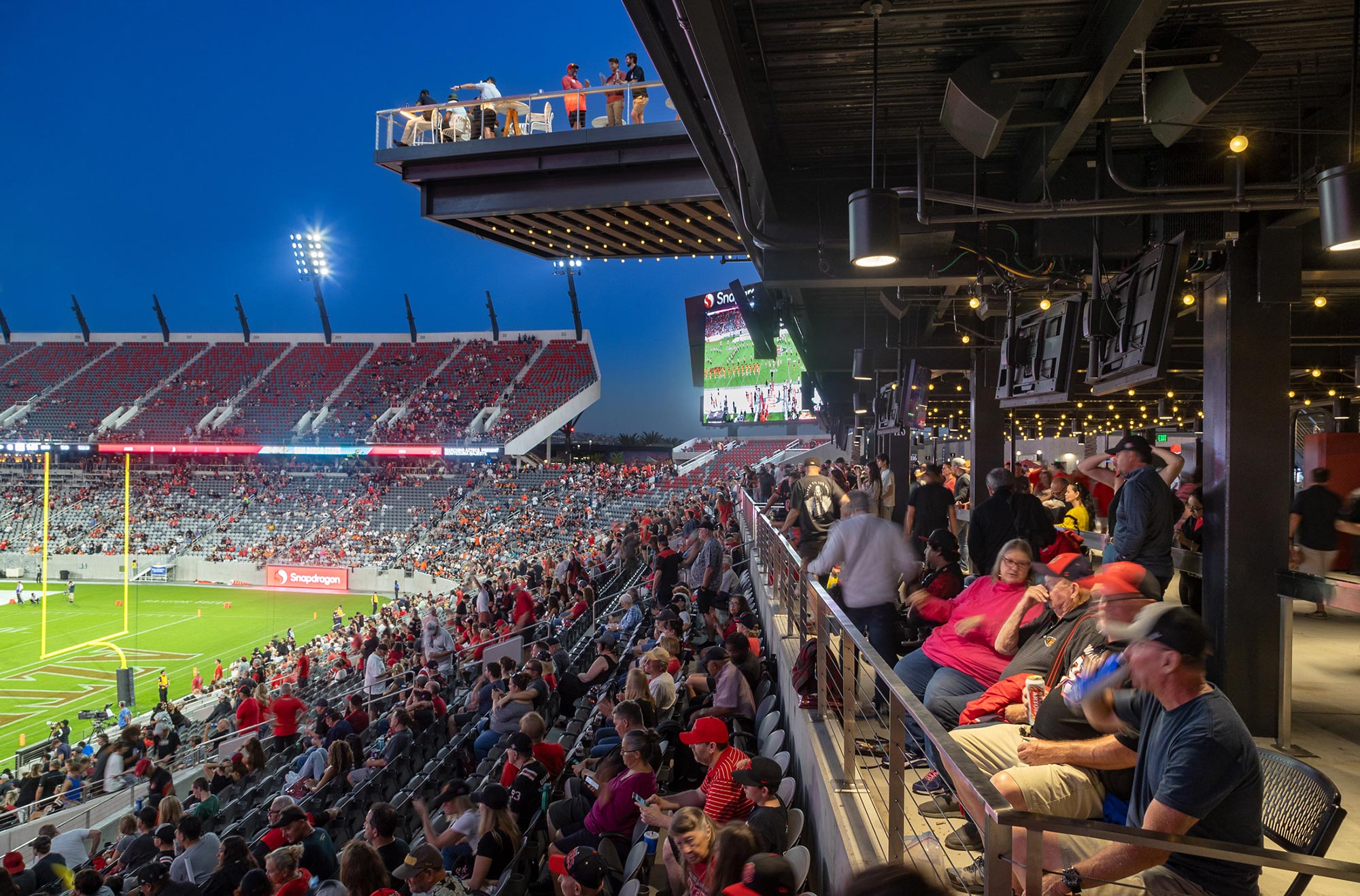 A stadium full of people.