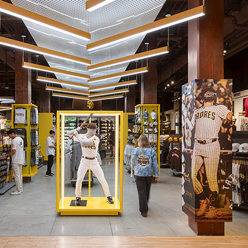 People standing in a museum.