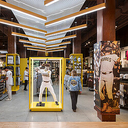 People standing in a museum.
