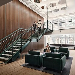 A few men on the stairs.