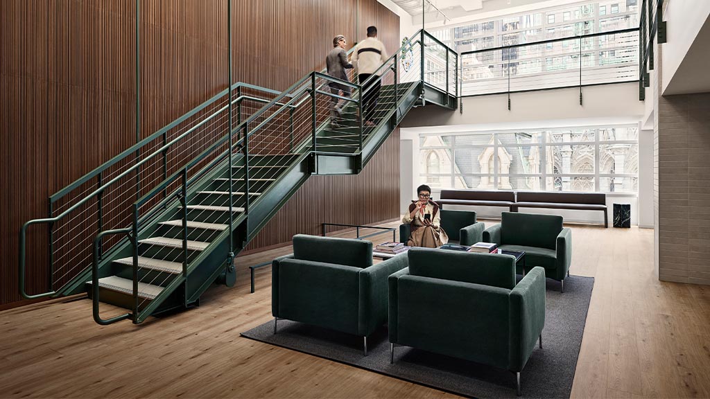 A group of people in a room.