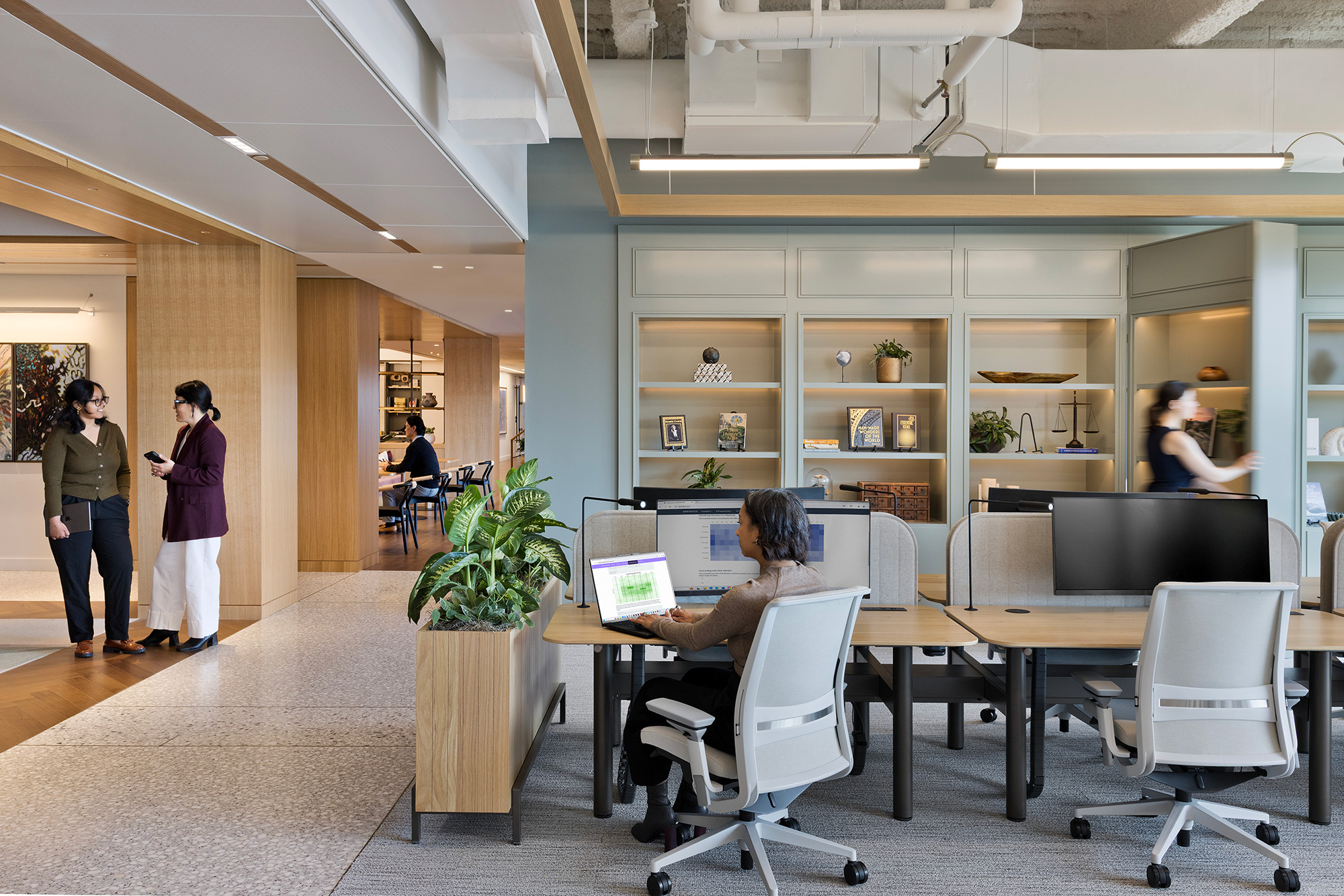 A group of people in an office.