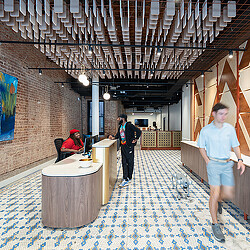 A group of people in a room.