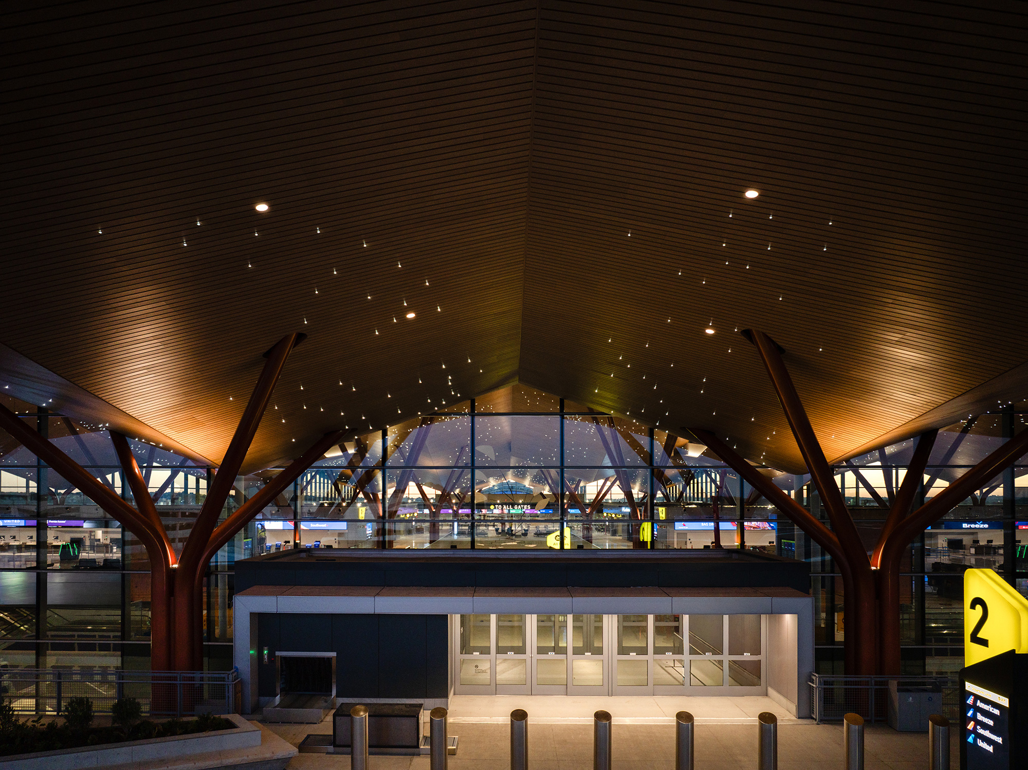 A building with a bridge over it.