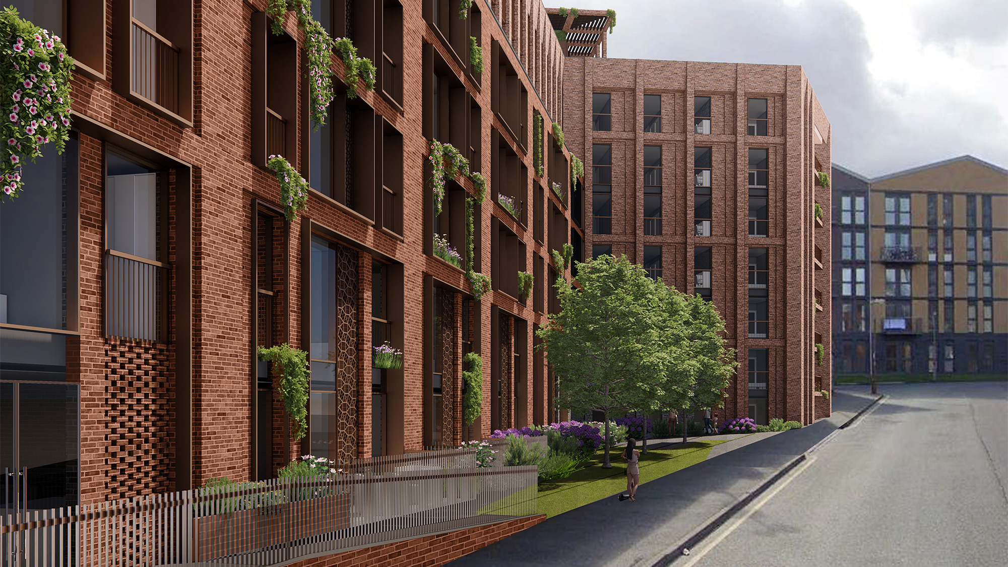 A street with buildings on either side.