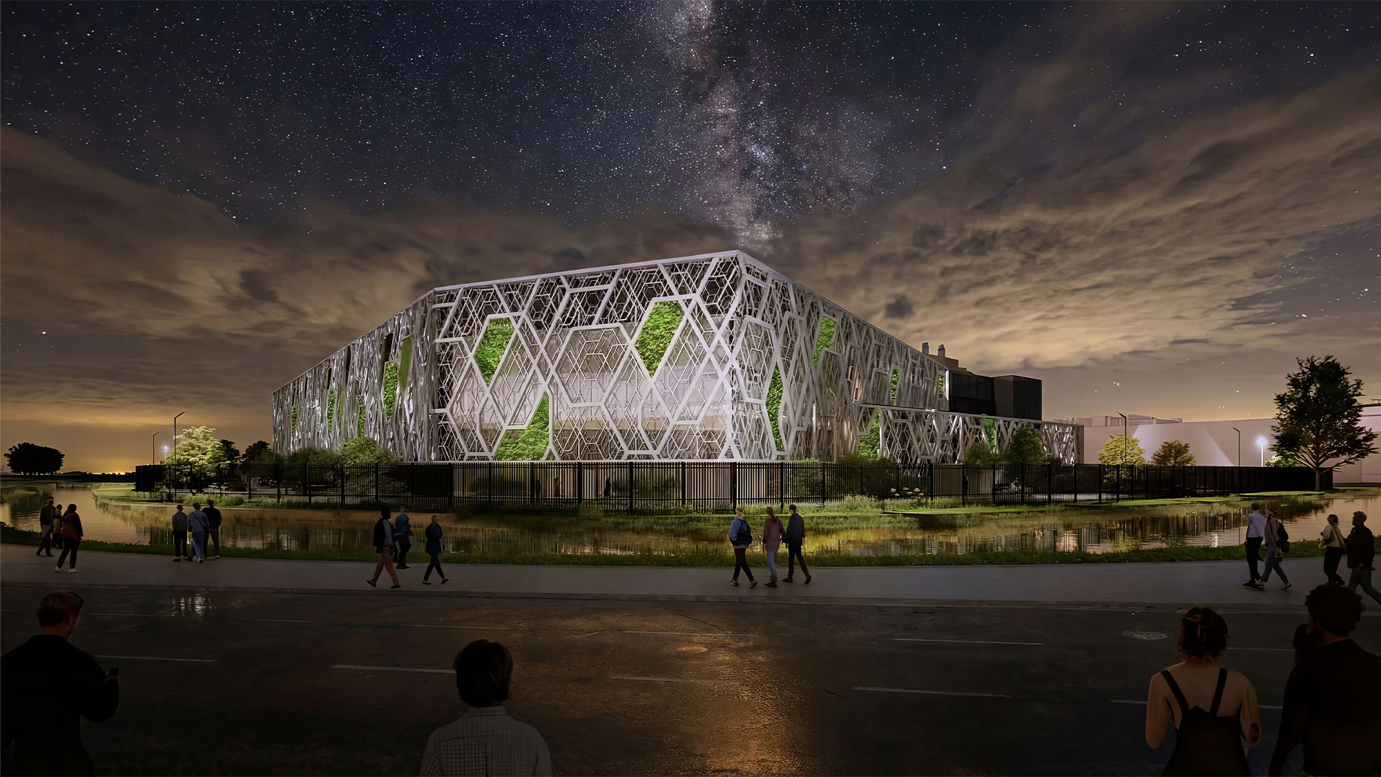 A large building with a large glass dome.