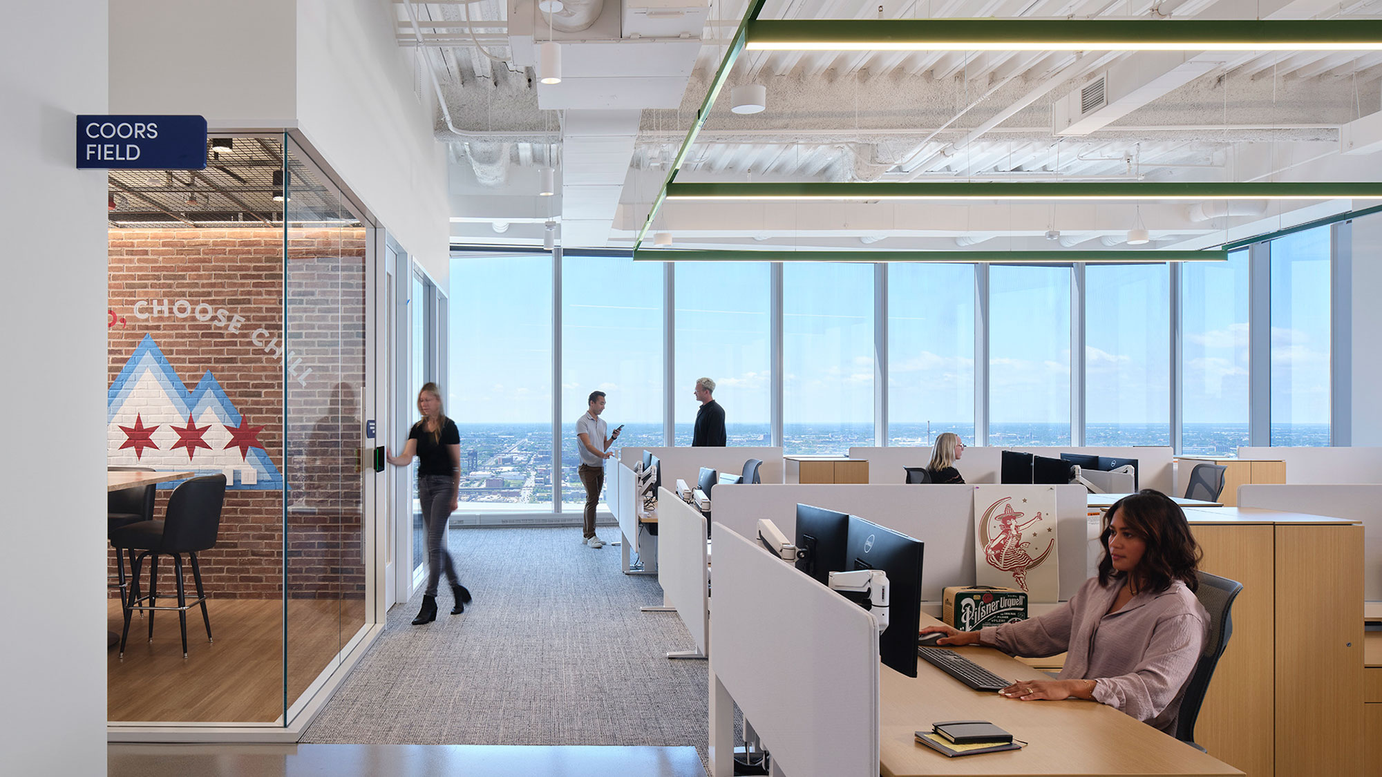 A group of people in an office.