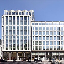 A large building with many windows.