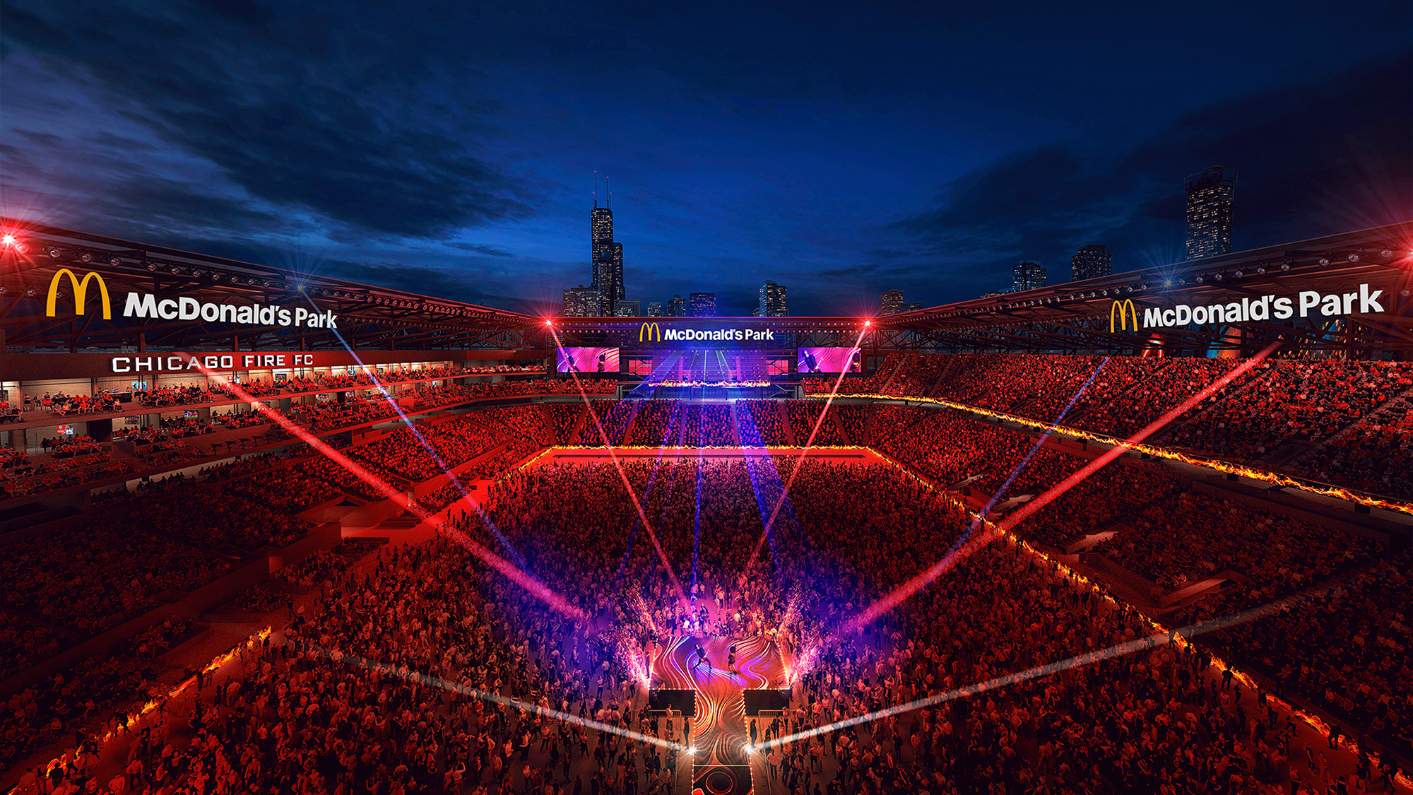 A crowd of people at a concert.