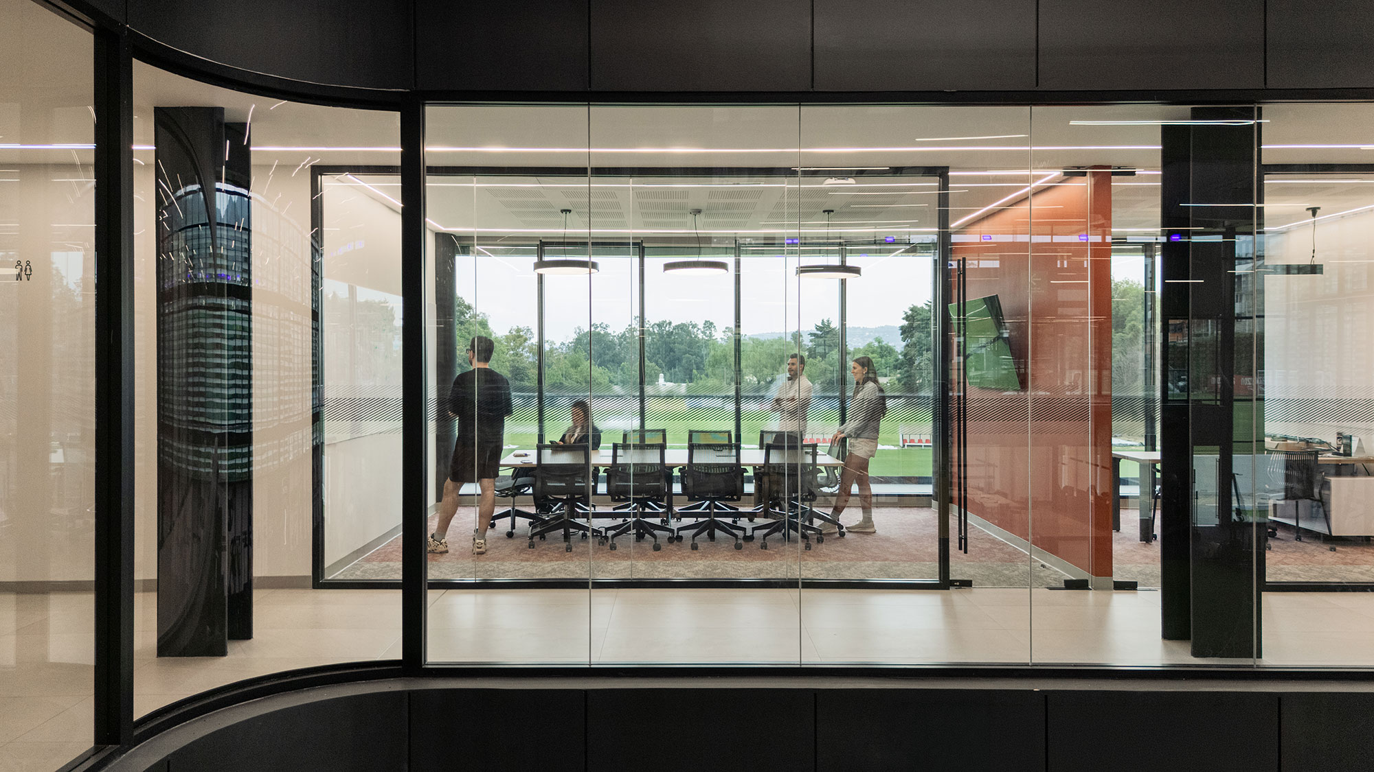 A group of people in a room.