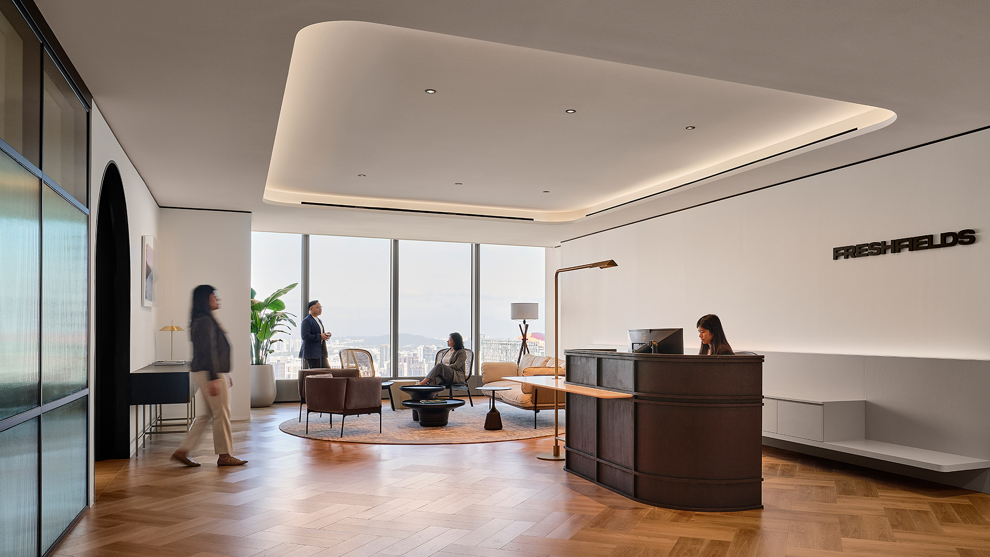 A group of people in a room.