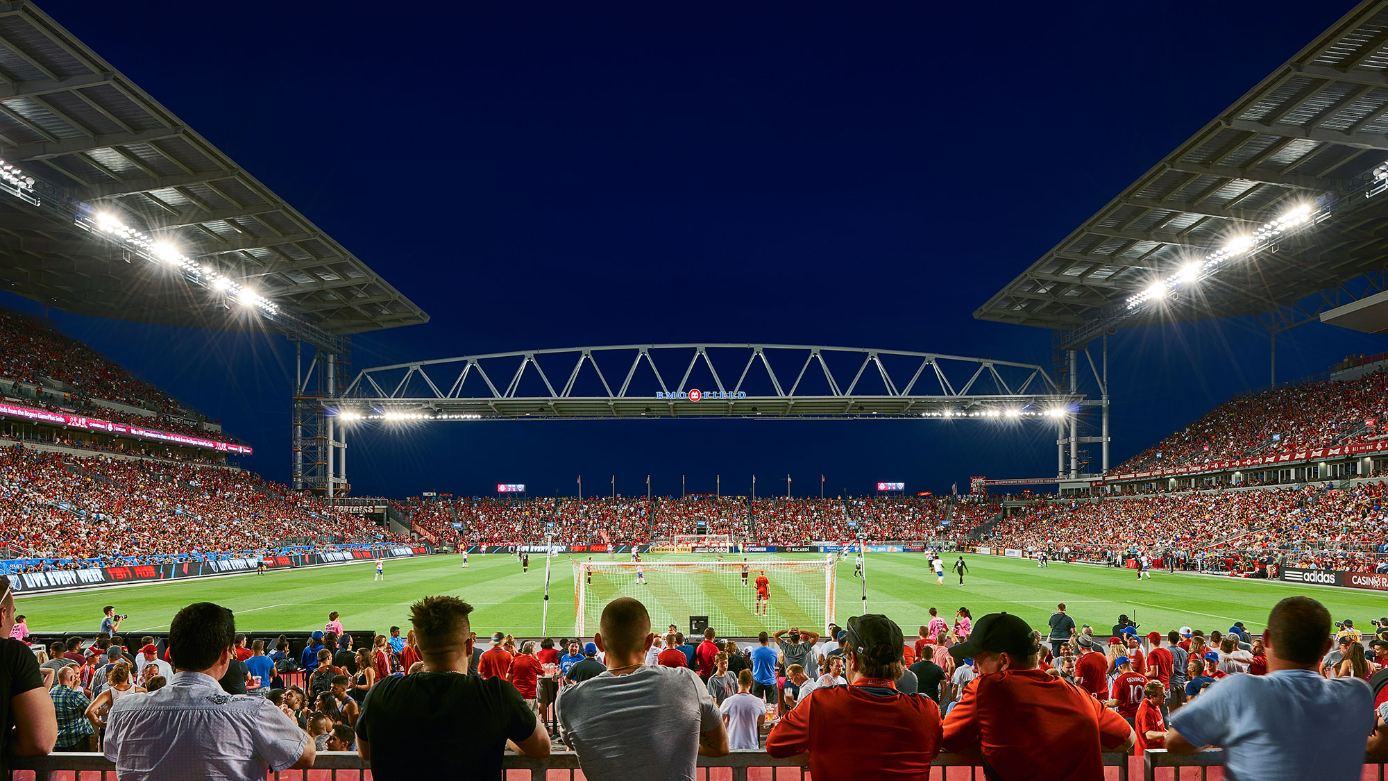 A stadium filled with people.