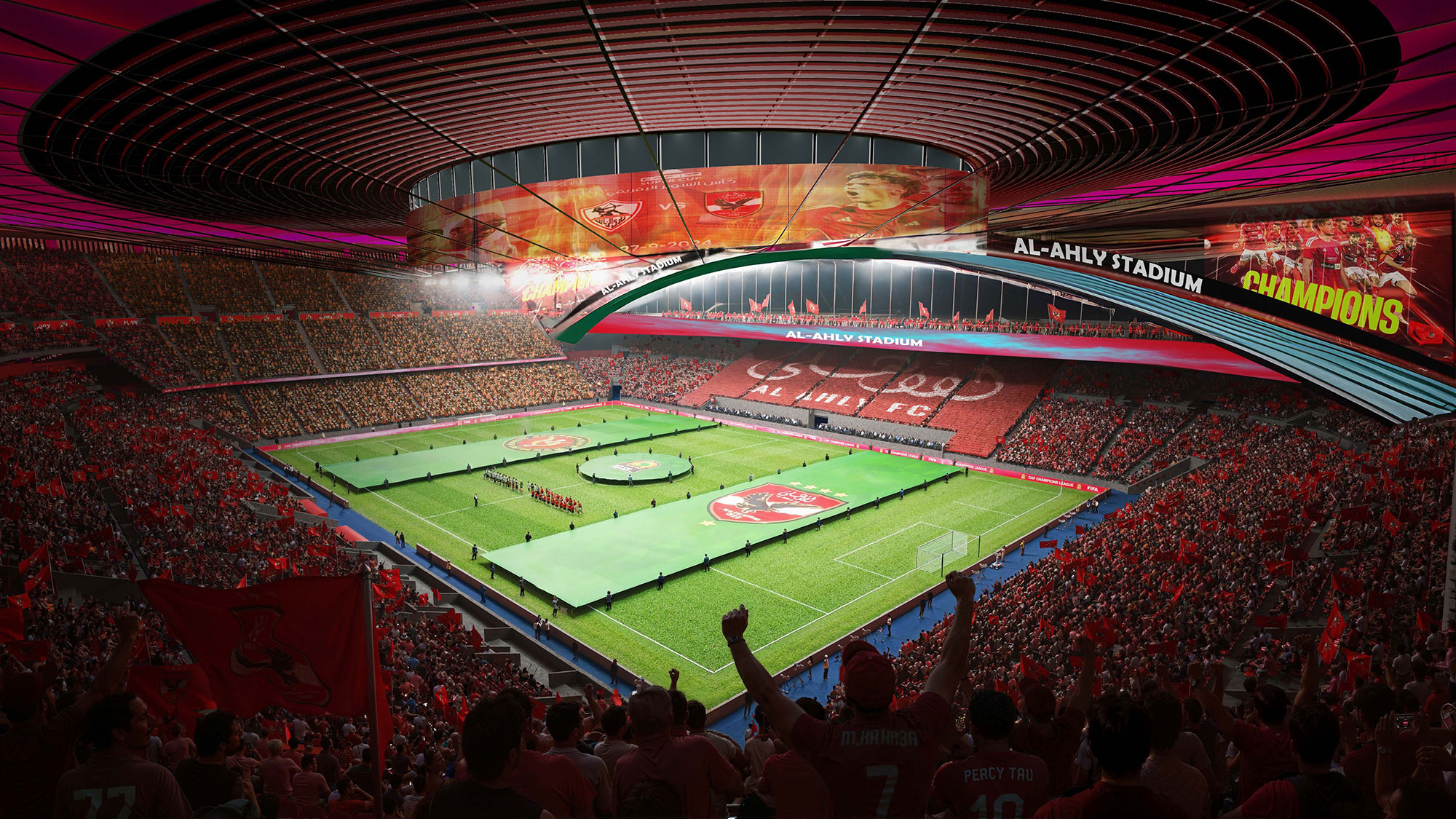 A stadium filled with people.