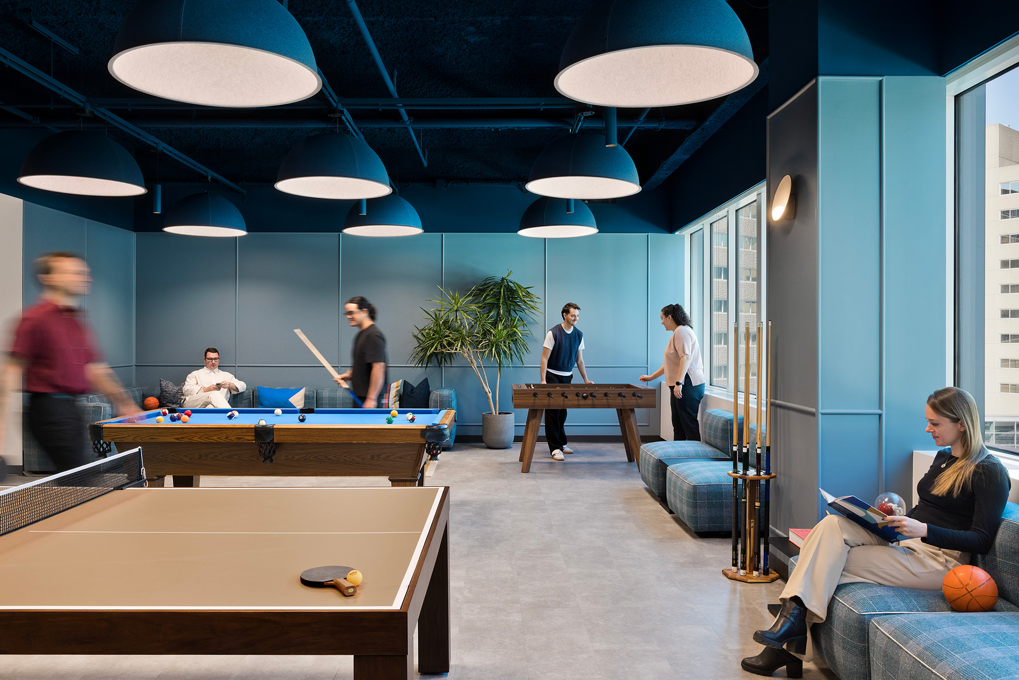 A group of people in a room.