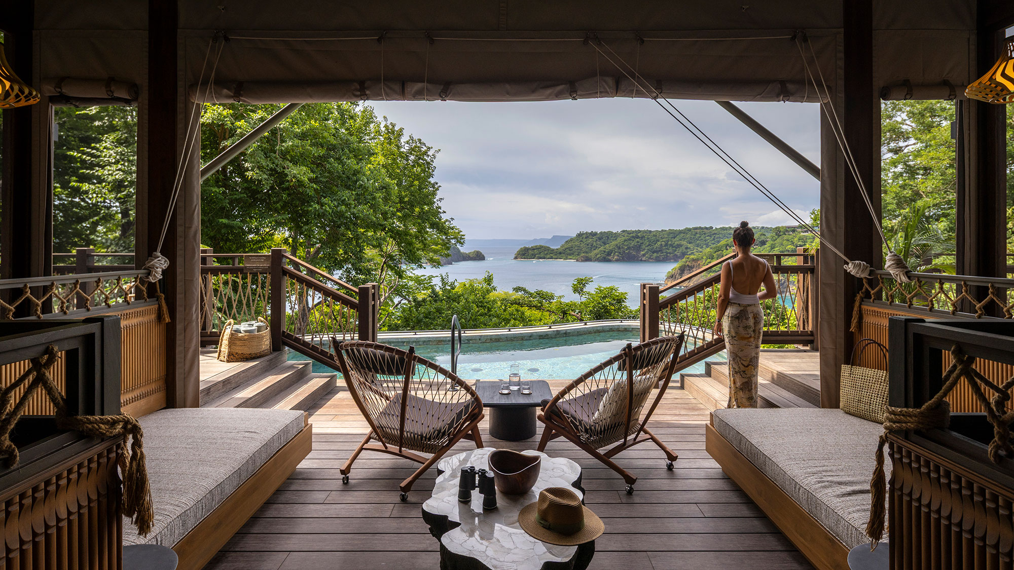 A person standing on a deck.