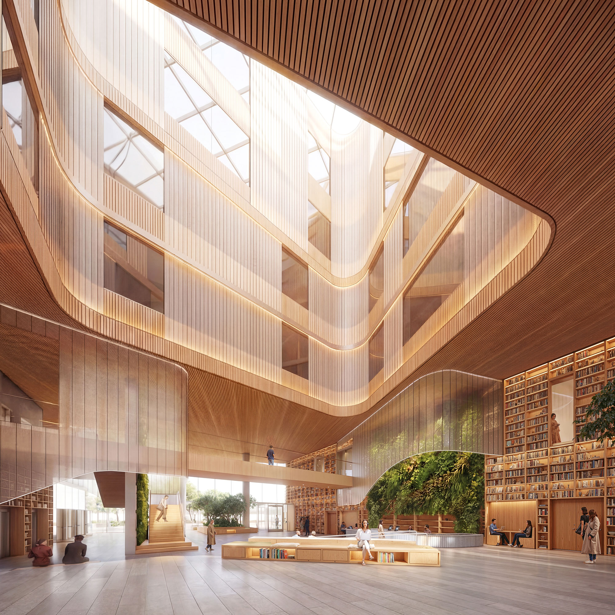 A large building with a large glass ceiling.