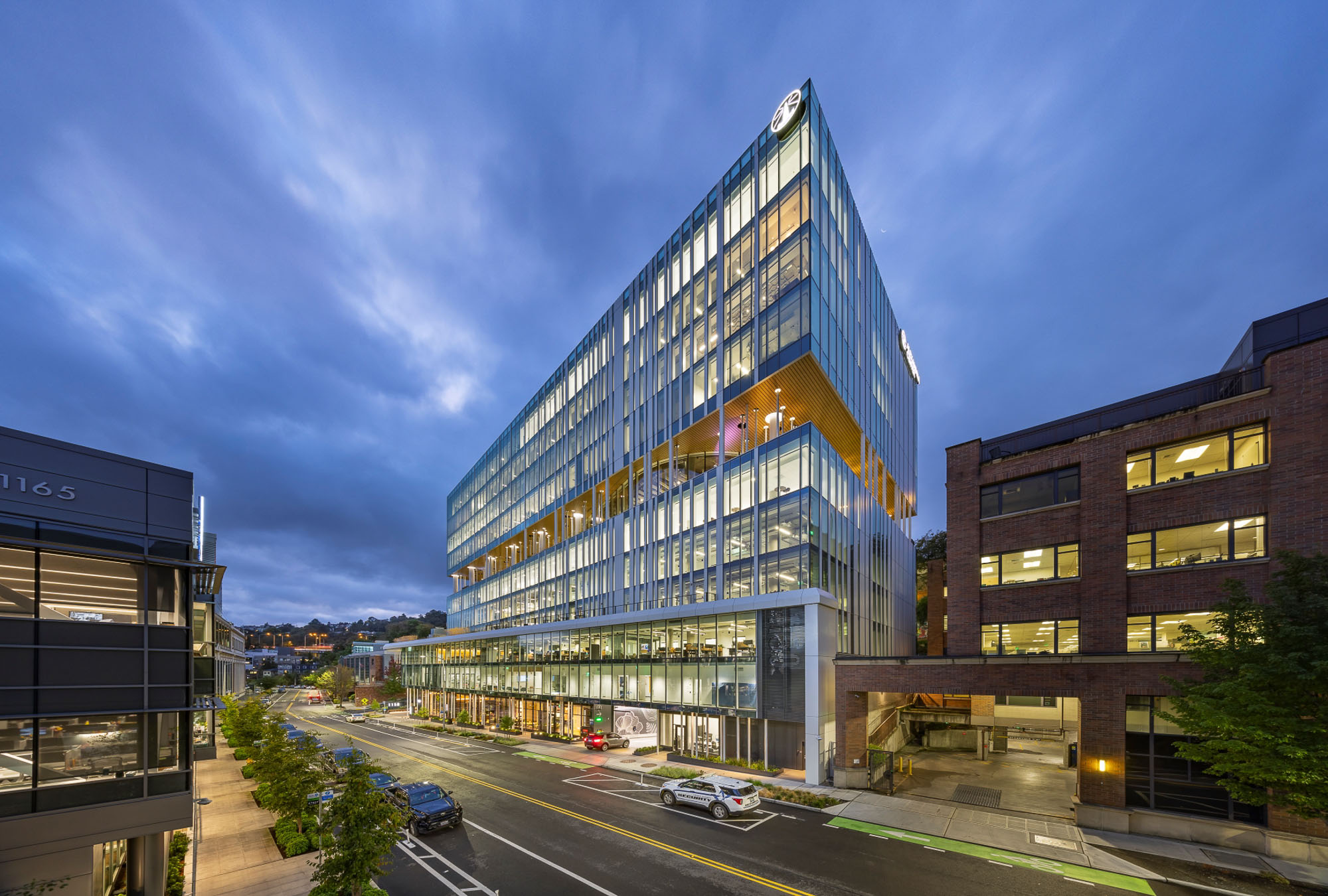 A building with glass walls.