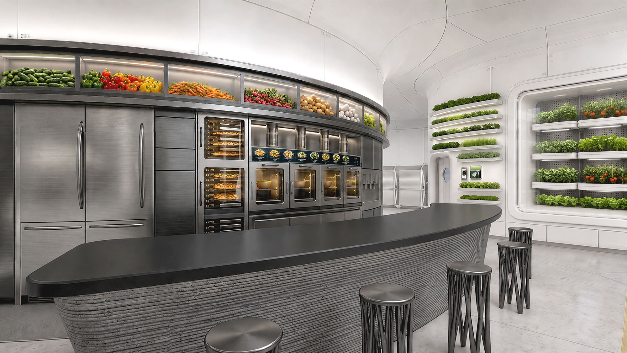 A kitchen with a large stainless steel refrigerator.