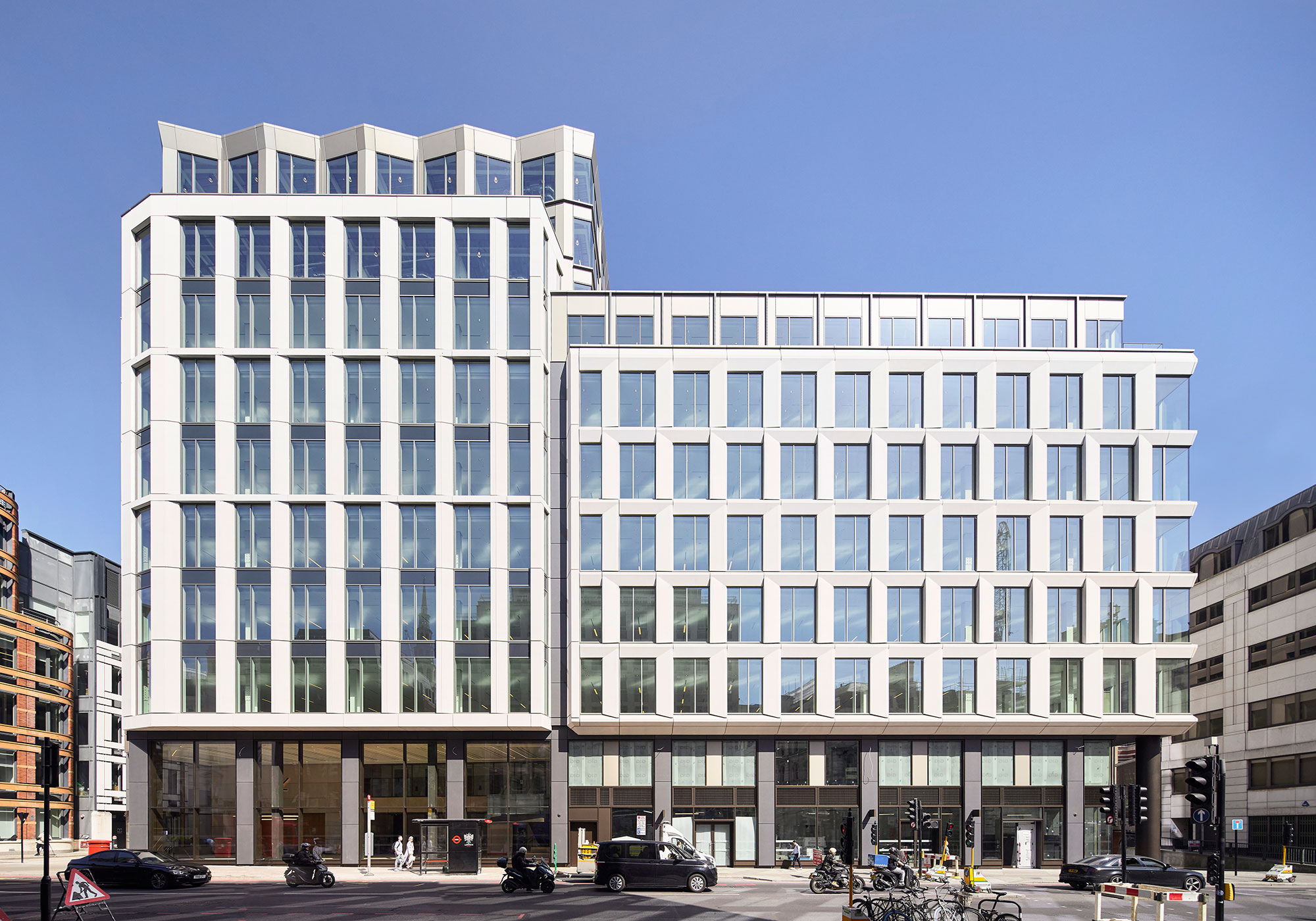 A large building with many windows.