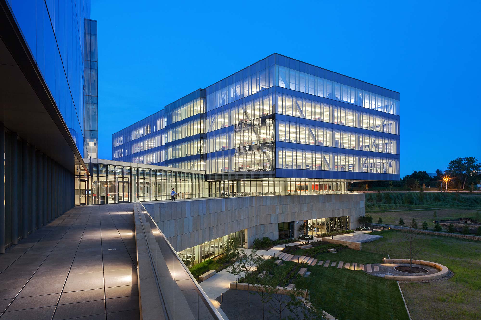 A building with glass walls.