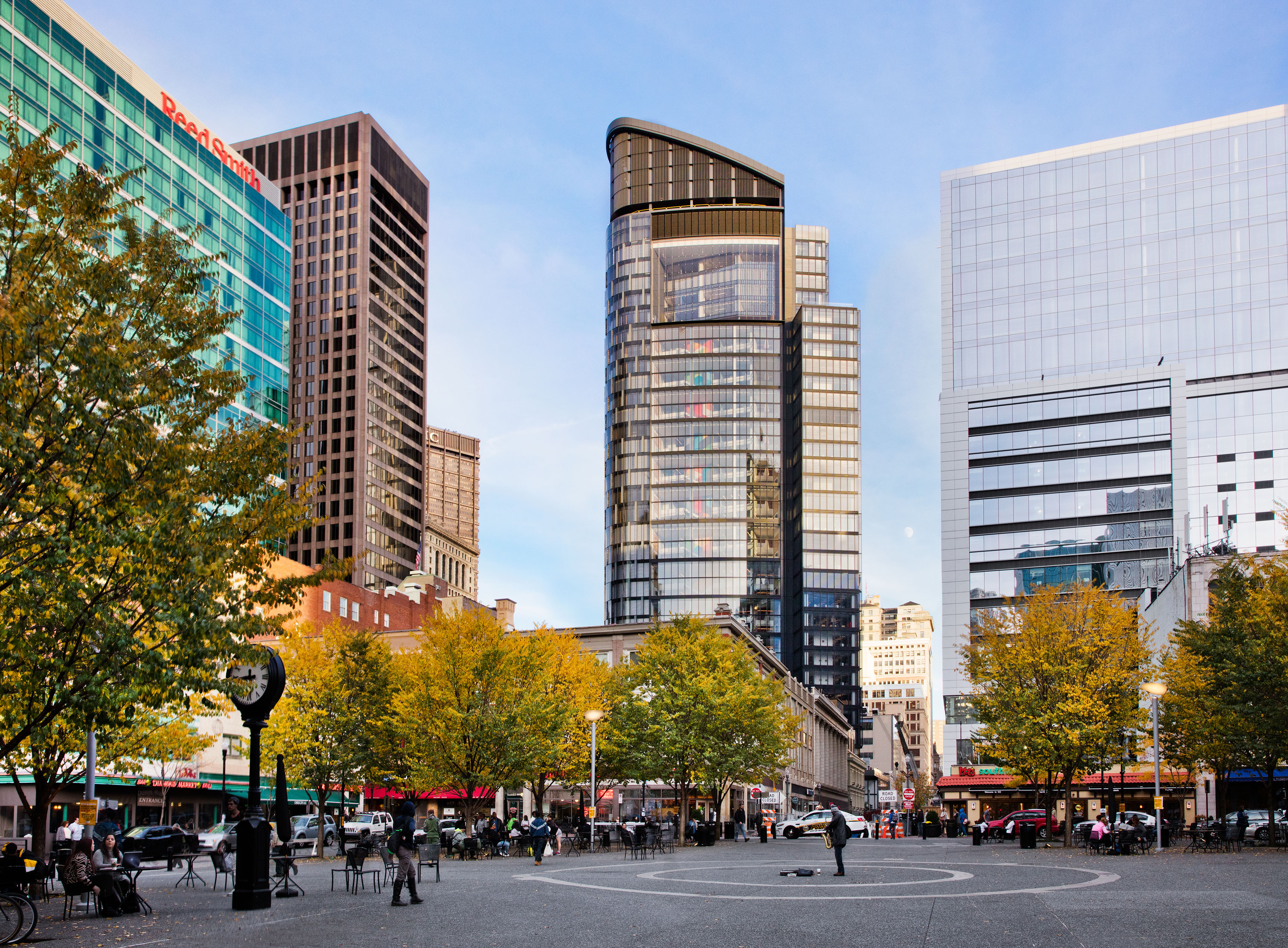 A group of tall buildings.