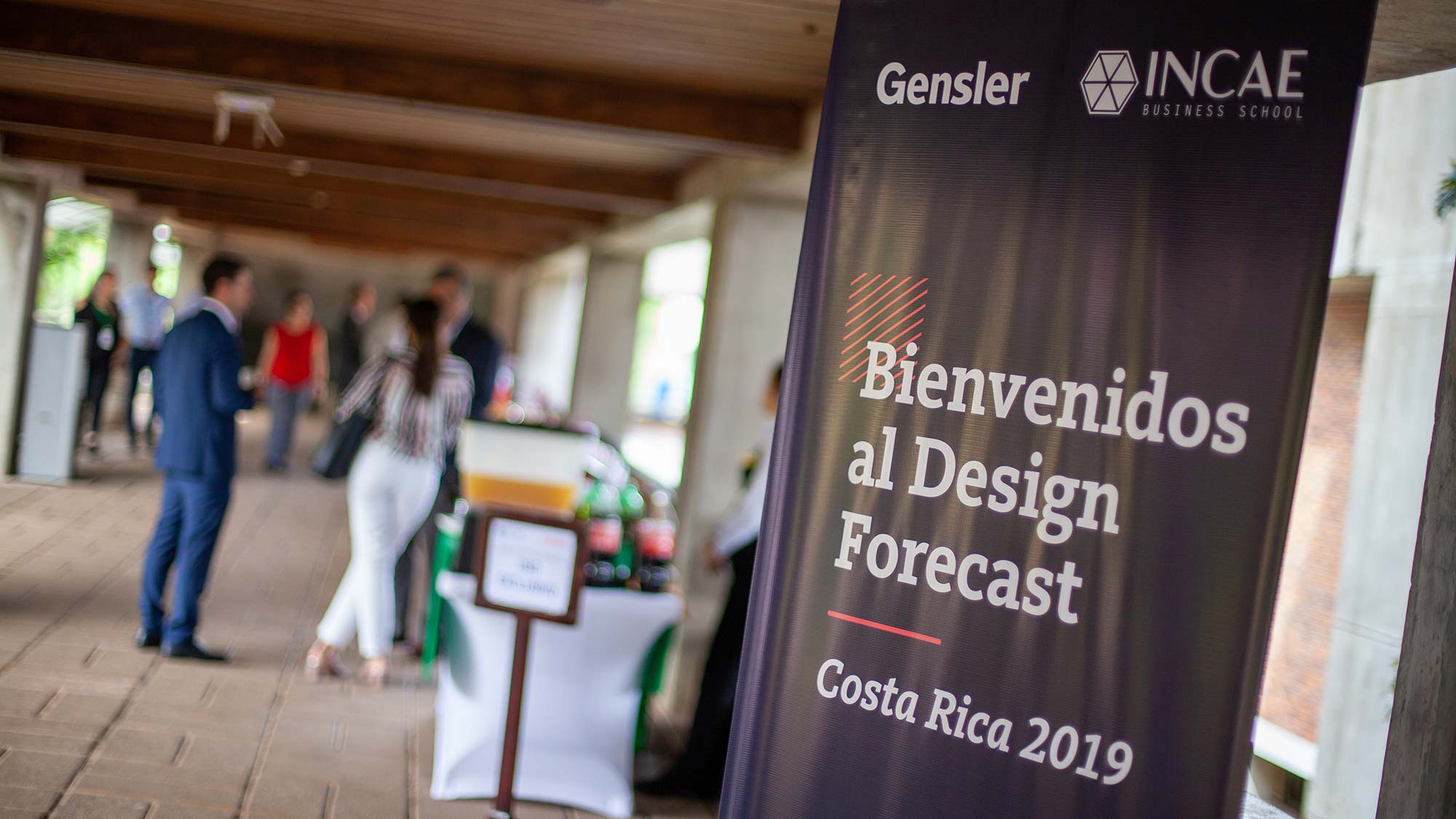 Signage welcomes attendees to Gensler Costa Rica's Design Forecast Local event