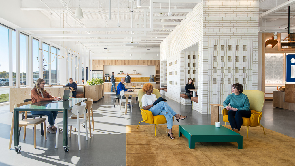 A group of people sitting in a room.