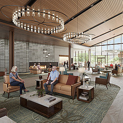 La Posada senior living community lobby rendering in Pusch Ridge, AZ.
