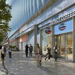 People walking on a sidewalk.