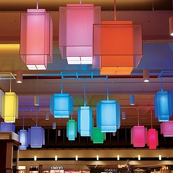 A collage of different colored lights.