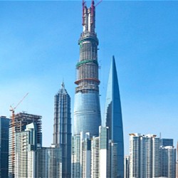 A tall building in Shanghai Tower.