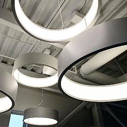 A group of white chairs.