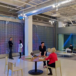 A group of people in a room.