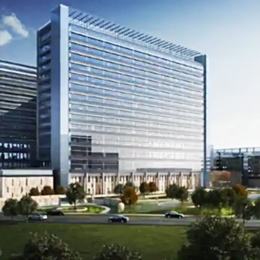 A large building with many windows.