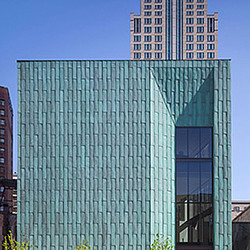 A building with a green roof.