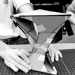 A person holding a box.