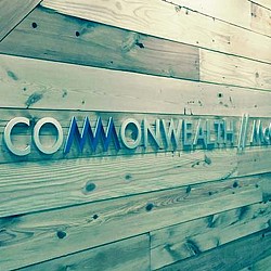 A sign on a building.