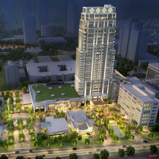 A high angle view of buildings.