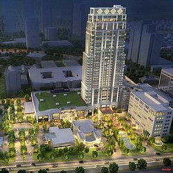 A high angle view of buildings.